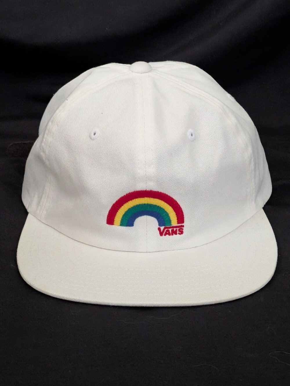 VANS Pride Baseball Cap Hat White with Rainbow Logo Adjustable Slide Back Strap